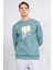 Çetinkaya Mentality 3970 3 Iplik Bisiklet Yaka Baskılı Mavi Yeşil Sweatshirt 1