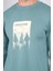 Çetinkaya Mentality 3970 3 Iplik Bisiklet Yaka Baskılı Mavi Yeşil Sweatshirt 3