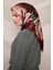 Bordo Çiçek Desenli Twill Ipek Eşarp 2