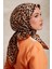Camel Leopar Desen Twill Ipek Eşarp 2