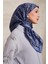 Mavi Leopar Desen Twill Ipek Eşarp 2