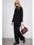 Çetinkaya Miya Mira Modest 8630 Kadın Dik Yaka Akrilik Yırtmaçlı Triko Kazak Siyah 2