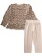 Desenli Uzun Kollu T-Shırt Takım 1-8 Yaş Bej 3