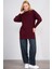 Çetinkaya Miya Mira Modest 8627 Kadın Dik Yaka Fitilli Triko Kazak Bordo 2