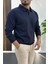 Erkek Açık Yaka Düz Desen Normal Kalıp Kazak Lacivert EDW423 2