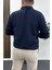 Erkek Yarım Fermuarlı Düz Desen Polo Yaka Kazak Lacivert EDW424 3