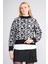 Çetinkaya Fithit 2322 Kadın Bisiklet Yaka Akrilik Leopar Desenli Triko Kazak Gri 1