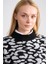 Çetinkaya Fithit 2322 Kadın Bisiklet Yaka Akrilik Leopar Desenli Triko Kazak Gri 5