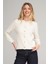 Çetinkaya Miya Mira 2314 Kadın Bisiklet Yaka Akrilik Triko Hırka Kırık Beyaz 1