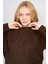 Çetinkaya Miya Mira Modest 8658 Kadın Bisiklet Yaka Akrilik Triko Kazak Kahve 3
