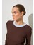 Kahverengi Boyundan Şerit Detaylı Uzun Kollu Triko Bluz 8