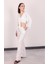 Kadın Beyaz Püsküllü Pantolon Takım 4