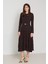 Acı-Kahve Kemer Detaylı Uzun Kollu Midi Elbise 3