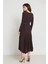 Acı-Kahve Kemer Detaylı Uzun Kollu Midi Elbise 5
