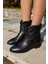 Fredy Kadın Siyah Gercek Deri Dolgu Topuk Bot 1