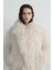 Ekru Core Geniş Yakalı Kürk Ceket 8