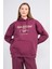 Çetinkaya Fithit 8621 Kadın Kapüşonlu Oversize Baskılı Sweatshirt Mürdüm 1