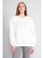 Çetinkaya Fithit 8600 Kadın Bisiklet Yaka 3 Iplik Oversize Baskılı Sweatshirt Krem 1