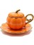 Yaldızlı Kapaklı Porselen Turuncu Bal Kabağı Kahve Fincan Takımı – 6 Kişilik 4