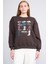 Çetinkaya Fithit 8395 Kadın Bisiklet Yaka 3 Iplik Oversize Baskılı Sweatshirt Kahve 1