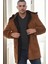 PLT9399 Dewberry Süet Görünümlü Erkek Palto-Açık Camel 1