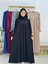 Tesettür Elbise,önü V Model Büzgülü,sufle Esarpla Takım.hijap ,khimar.hac Umre Için Uygundur Siyah 1