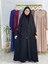 Tesettür Elbise,önü V Model Büzgülü,sufle Esarpla Takım.hijap ,khimar.hac Umre Için Uygundur Siyah 3
