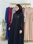 Tesettür Elbise,önü V Model Büzgülü,sufle Esarpla Takım.hijap ,khimar.hac Umre Için Uygundur Siyah 5