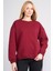 Çetinkaya Fithit 8514 Kadın Bisiklet Yaka 3 Iplik Loose Fit Sweatshirt Bordo 1
