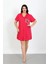 Büyük Beden Penye Düğmeli Fuşya Tunik Gecelik 5
