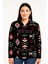 Kadın Yarım Fermuarlı Desenli Polar Sweat Tribal Etnik Desen Yakalı, Uzun Kollu, Oversize Rahat Kalıp - Siyah 2