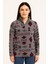 Kadın Yarım Fermuarlı Desenli Polar Sweat Tribal Etnik Desen Yakalı, Uzun Kollu, Oversize Rahat Kalıp - Füme 2