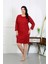 Kadın Büyük Beden Penye Gecelik Ev Elbisesi Kırmızı 2