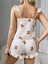 Pamuklu Ayıcık Desen Fırfırlı Askılı Şortlu Pijama Takımı 4