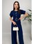 Firenze Kadın Düğmeli Kemer Detaylı Bol Paça Lacivert Tulum – Zarif Akşam Şıklığı 2