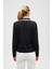 Laila, Düz Örgü, Polo Yaka, Kadın Triko Hırka - Siyah 7