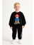 Erkek Çocuk La Baskıılı Bere Kabartmalı Alt-Üst Takım Siyah 2