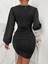 Siyah Şifon Mini Uzun Kollu Elbise 2