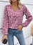 Mdb Kadın Uzun Kollu V Yakalı Çiçek Desenli Modal Bluz 2
