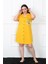 Büyük Beden Penye Düğmeli Sarı Tunik Gecelik 1