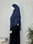 Üç Katlı Multı Sifon Sufle Eşarp ,khimar Hazır Eşarp Bağcıklı Eşarp Peçeli Indigo 2