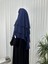 Üç Katlı Multı Sifon Sufle Eşarp ,khimar Hazır Eşarp Bağcıklı Eşarp Peçeli Indigo 3