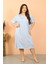 Kadın Büyük Beden Kısa Kol Buz Mavisi Gecelik 1