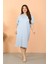 Kadın Büyük Beden Kısa Kol Buz Mavisi Gecelik 3