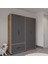 Royal 4 Kapaklı Çekmeceli Full Antrasit Gardırop , Elbise Dolabı, Raflı Dolap, Kulpsuz 2