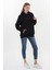 Daylıght Unisex Siyah Kapüşonlu Sweatshirt (Kırmızı Nakışlı) Kanguru cep detaylı çiftlere uygun unisex kapşonlu 3 iplik 290 gram şardonlu kumaş 3