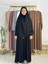 Yandan Büzgülü Elbise Sufle Esarp Takım Jilbab,abaya,hijab ( Hac ve Umre Için Uygundur) Siyah 1