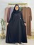 Yandan Büzgülü Elbise Sufle Esarp Takım Jilbab,abaya,hijab ( Hac ve Umre Için Uygundur) Siyah 5