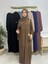 Iki Kat Büzgülü Elbise ve Şallı Takım .hijap ,abaya (Hac ve Umre Için Uygundur) Kahve 3