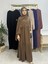 Iki Kat Büzgülü Elbise ve Şallı Takım .hijap ,abaya (Hac ve Umre Için Uygundur) Kahve 5